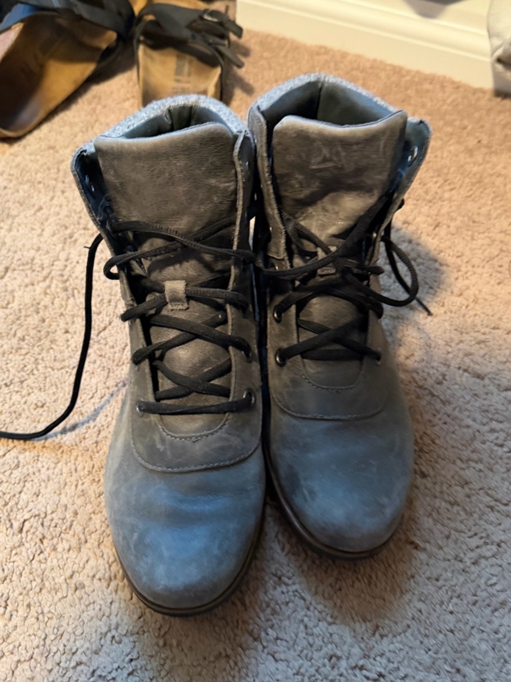 Sorel Gray Felt-Lined Lace-Up Boots